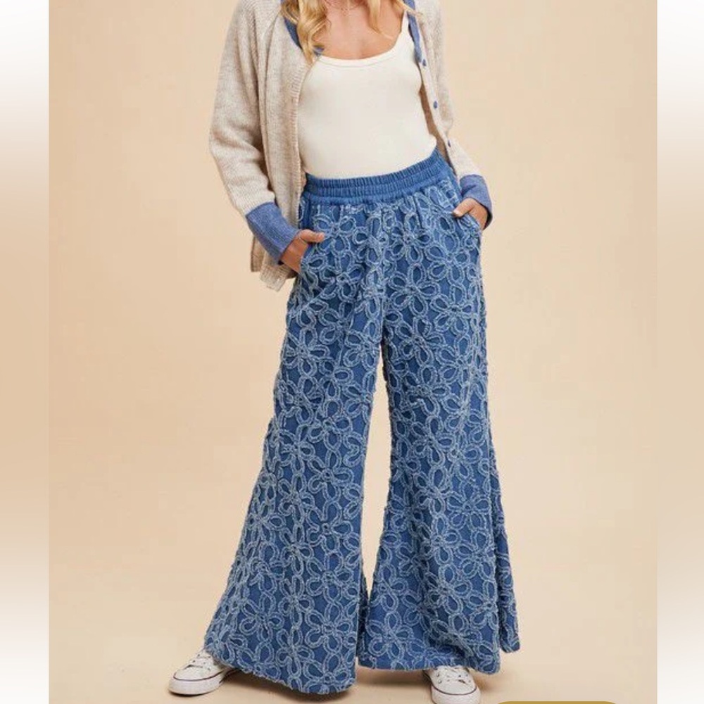 Chenielle flowered wide leg palazzo pants